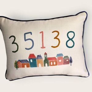 Little Birdie Creative Pillows Home Decor Zip Codes Travel Colorful 20x14‎ NWT